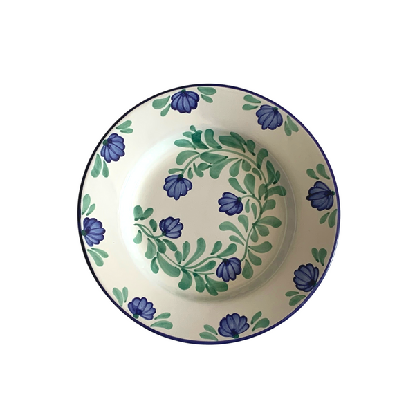 Assiette creuse à fleurs bleues et vertes - Luisa Molleni