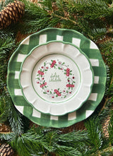 LARGE GREEN GINGHAM PLATE