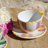 Pink stripes tea cup