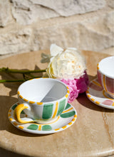Green stripes tea cup