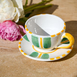 Green stripes tea cup