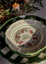 LARGE GREEN GINGHAM PLATE