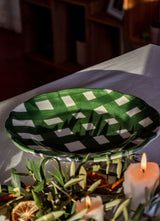 LARGE GREEN GINGHAM PLATE