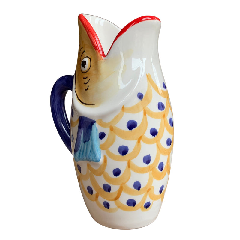 blue ceramic pitcher from Italy